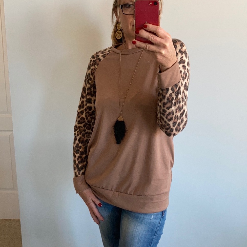 Leopard Print & Tan Tunic Top - Picture 5 of 8